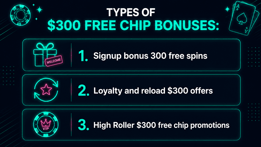 3 Types of $300 Free Chip No Deposit Casino Bonus