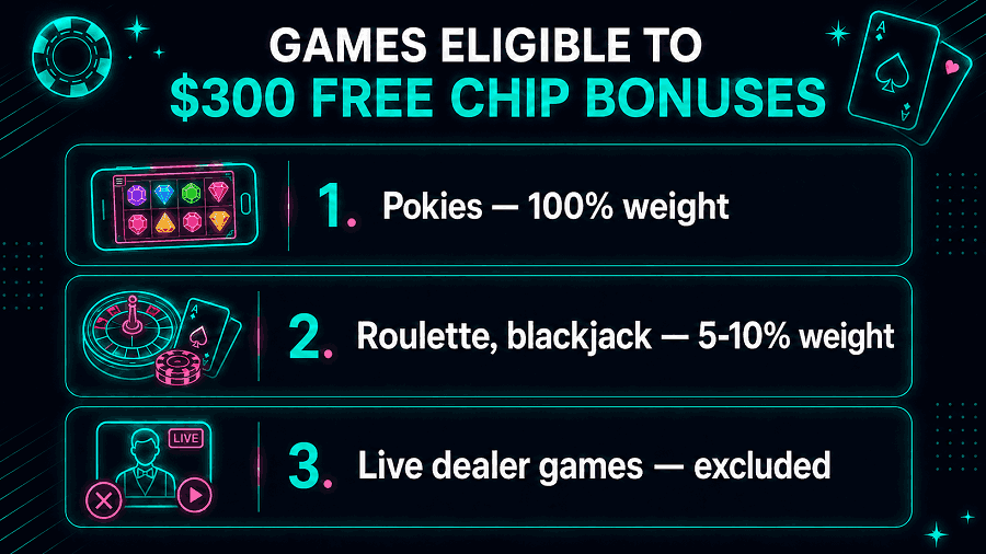 Games Eligible to 300 No Deposit Bonus Deals
